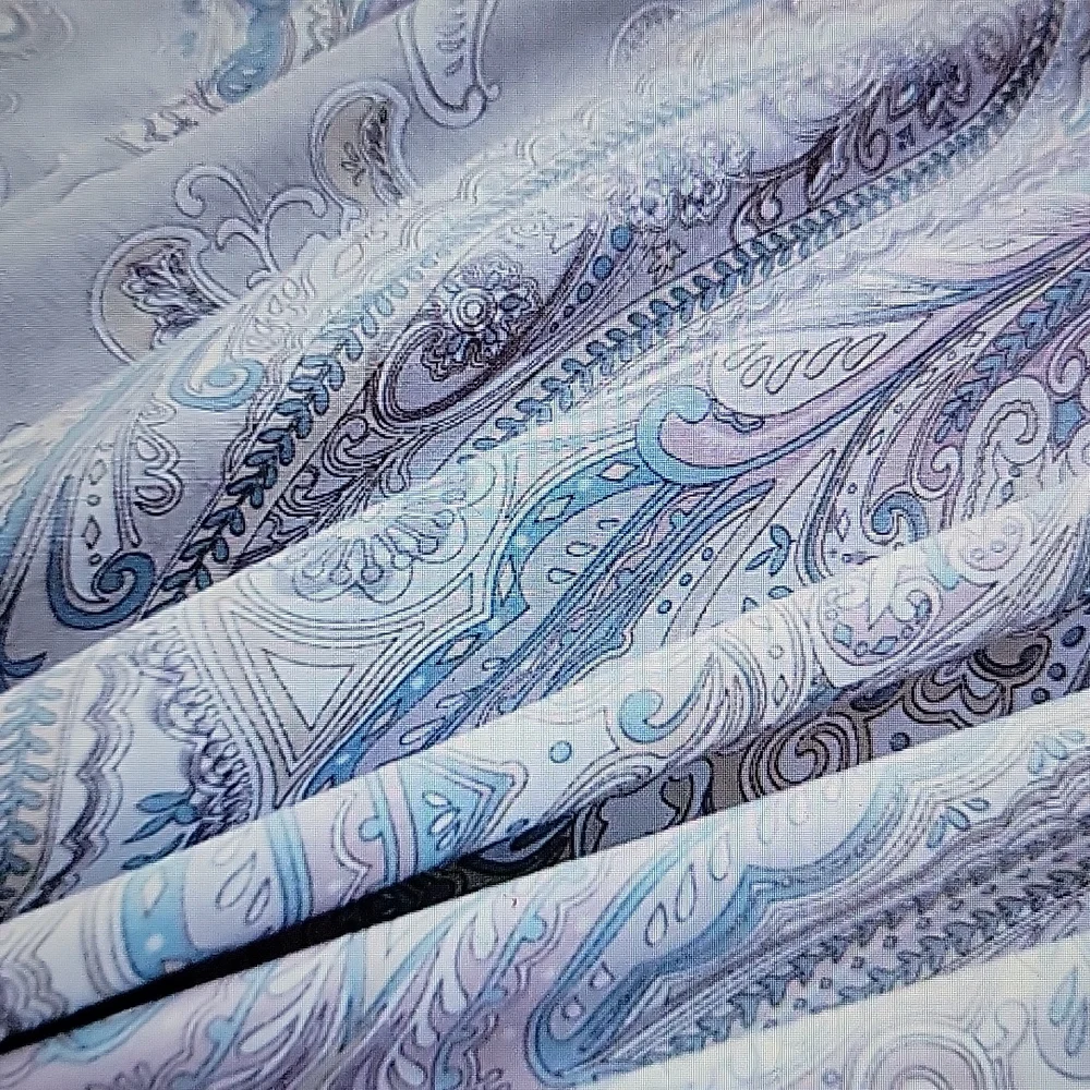 JUCFHY Duvet 1 Cover 2 shams set Queen Blue Paisley Damask 600 Thread Count New…